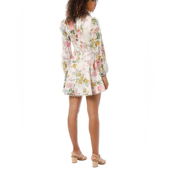 zimmermann moncur flounce short dress Zimmermann Rhythmic Flounce Short Dress Midnight Garden Mdgd